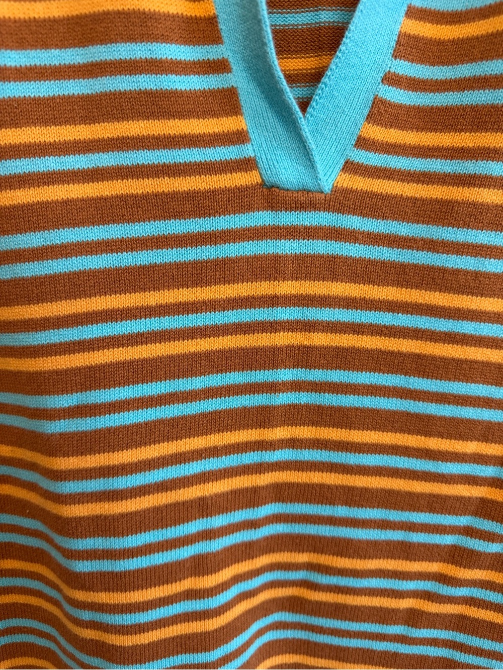 Free People Miller Sweater V Neck Top size Medium Striped 100% Cotton Blouse - Picture 5 of 9